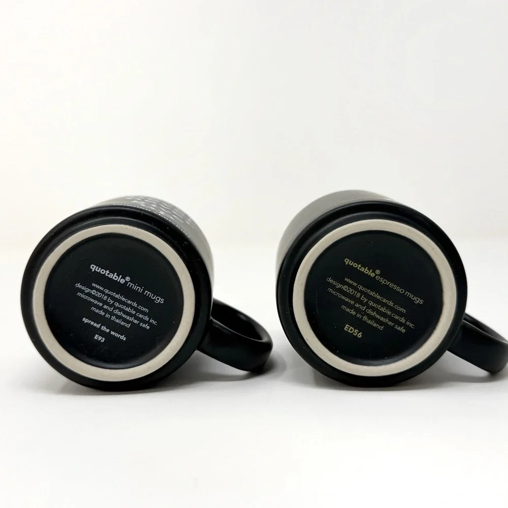 Espresso Mug Set Black Quote Cups Gift Set 2 Demitasse Coffee